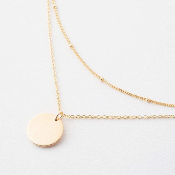 18k Gold Layered Disc Pendant Necklace - Picture 3 of 4